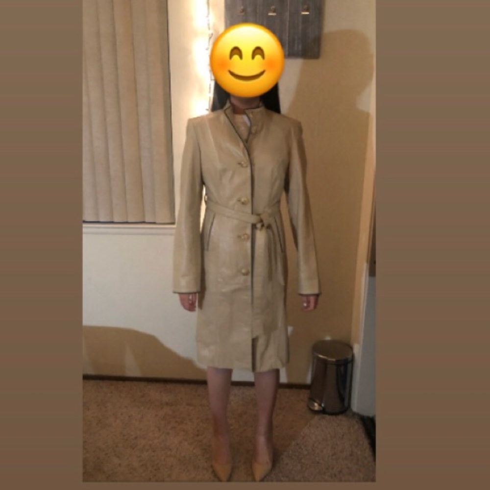 100% Leather Women’s Coat; Trench Style